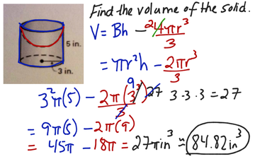 Section 12.6 Volume Of Composite Solid; Cylinder And Hemisphere