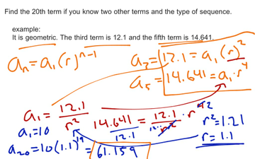 Find the nth term given two other terms