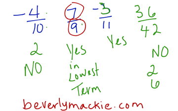 Identify Fractions Written In Lowest Terms