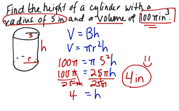 Section 12 Find Height Given Volume Of Cylinder