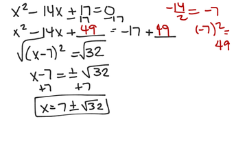 Solving A Quadratic Equation By Completing The Square (a = 1, B Is Even)