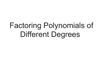 Factoring Polynomials