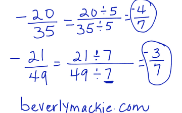 Fractions - Lowest Terms - Using Common Factors