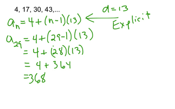 explicit formula for arithmetic sequence exaple